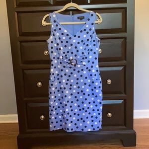Tahari Arthur S Levine Blue polka dot dress
